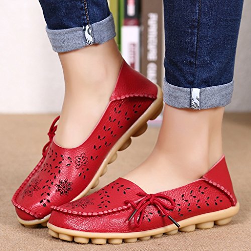Damen Casual Mokassin Leder Loafers Fahren Schuhe Comfort Freizeit Flache Schuhe Slipper Flats chuhe Low-top Lederschuhe Erbsenschuhe - 8