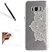 Produktbild Galaxy S8 Diamant Case,Glitzer Hülle für Samsung S8,Leeook Kreative Boble Schön Bling Weiß Hälfte Blume Muster Entwurf Ultra Dünn Schlank Durchsichtig Transparent Clear Sparkles Strass Diamond Silikon TPU Handy Hülle Schutzhülle Scratch-Resistant Bumper Soft Rückseite Case Cover Skin Shell Gel Tasche für Samsung Galaxy S8 + 1 x Schwarz Eingabestift-White Half Flower