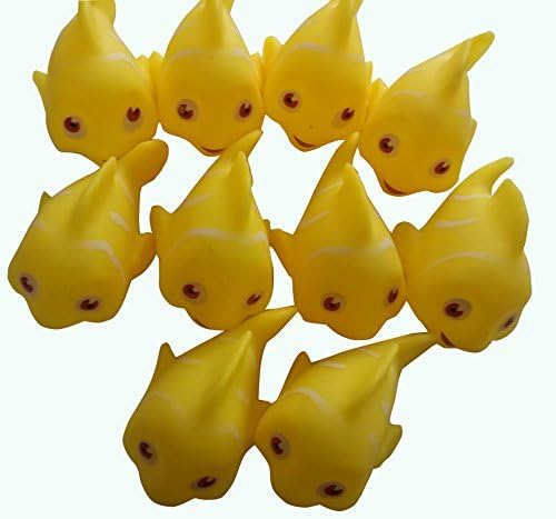 KingWinX Funny Baby Rubber Bathtub Toys, Pack of 10 pcs Yellow Fishes