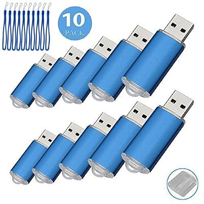 Fenglangrong Yaxiny Lot de 10 clés USB 2.0 1 Go bleu