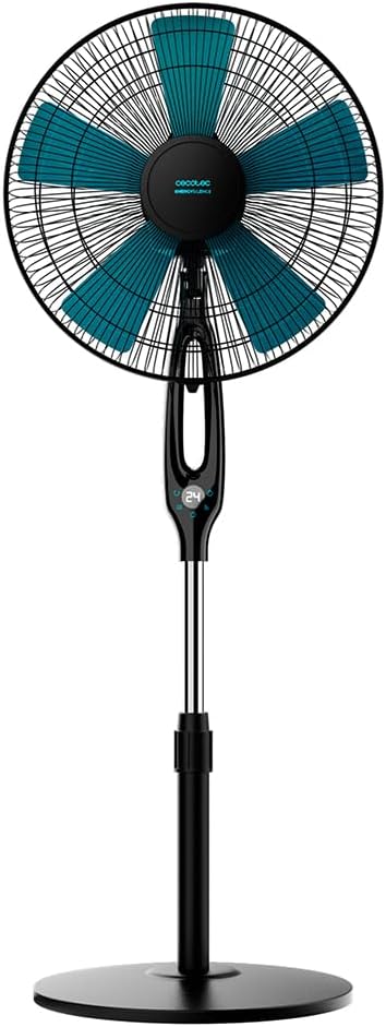 Cecotec Ventilador de Pie con Mando a Distancia EnergySilence 560 Max Smart. 45W, Diámeto de 16", 5 Aspas, Temporizador 12h, Pantalla LED, Control Táctil, Oscilación Automática de 80º