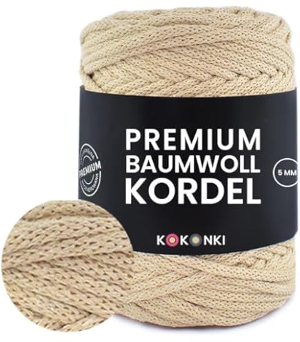 Macramégaren, 5 mm x 100 m, perfect voor doe-het-zelf, garen voor macramé koord, meer dan 50 kleuren, Oeko-Tex-gecertificeerd, katoenen koord, katoenen garen met polyester kern