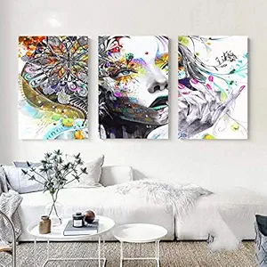 XtremeSkins Framed Canvas - Wall Decor for Living Room, Bedroom, Office, Hotels, Drawing Room (46in X 27in) - Abstract Girl