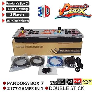 2177 en 1 3D Pandora’s Key 7 Box Consola de juegos arcade retro, 1080P Arcade Machine, 4 Players Max Arcade Machine, 2 Player Game Controls
