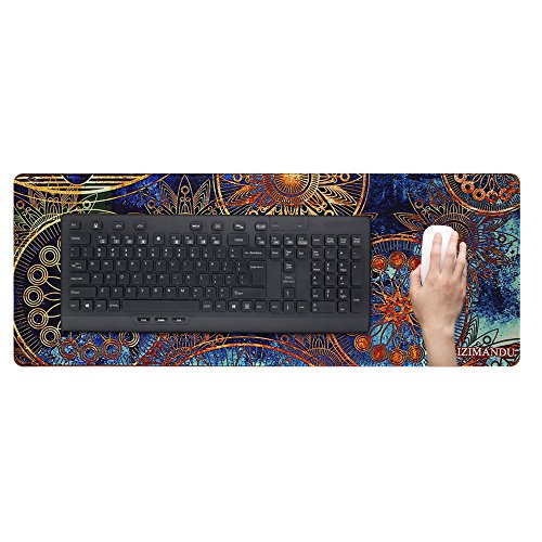 Lizimandu XXL Gaming Mauspad,Wasserdicht Control Gaming und Office Extended Mouse Pad, Abmessung 800x300x2mm,Rubber Base mit Anti-Rutsch-Funktion für Computer Schreibtisch Briefpapier Zubehör Mause Pads 31.5“×11.8“(Blaue Blume/Blue Flower) - 2
