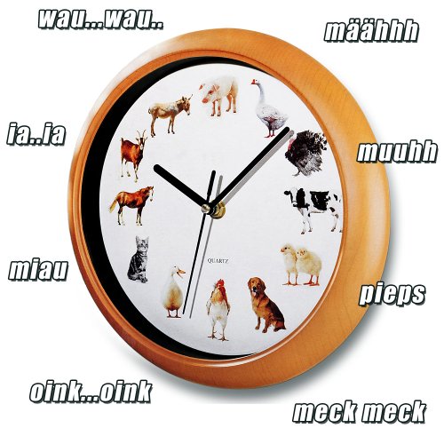 Wanduhr Tierstimmen 25×4 cm – Tierstimmenuhr Lernuhr mit Tierstimmen - 2