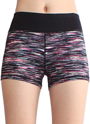 SOUTEAM Women Yoga Shorts Elastic slim Activewear Leggings With Pocket, Black 01,Small