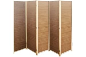 Ease8 Bamboo Room Divider Screen Privacy Panel - Solid Weave Hand Made Bamboo Room Divider - Partition Wall Panel Privacy Furniture - 5 Panels Brown (BD005-5)
