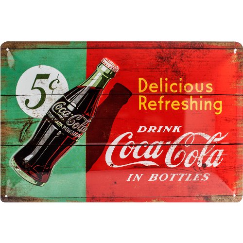 Nostalgic-Art 22229 Coca-Cola, Delicious Refreshing Green, Blechschild, 20 x 30 cm
