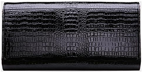 Myymee European and American Style Fashion Genuine Leather Ladies Clutch Wallet with Chain for Party Women Crocodile pattern Crossbody Shoulder Bags Blue