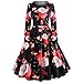 Produktbild Kleid Weihnachten,JiaMeng Damen Langarm O Hals Weihnachtsmann Drucken Vintage Kleid Abend Party Kleider Xmas