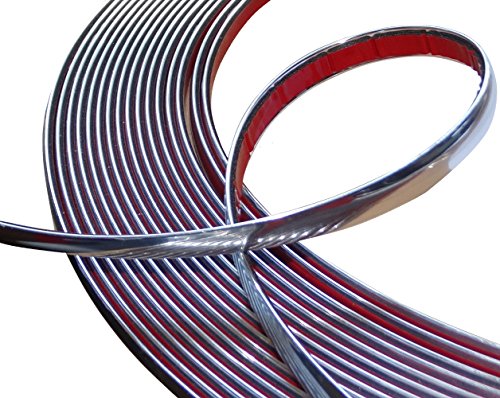 Aerzetix: 10mm 4.5m Bande baguette adhésive couleur chrome nickel argent