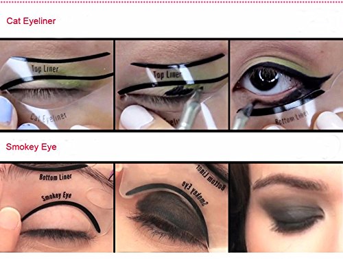 NALATI 2PCs Schablonen für perfekte Katze Eyeliner und Smokey Augen Make-up Werkzeug – weich - 3