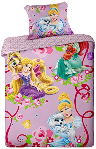 Jerry Fabrics JF0098 Bettwäscheset Prinzessinnen 2015, 1x Bettdecke und Kissenhülle, 100% Baumwolle, 140 x 200 / 70 x 90 cm
