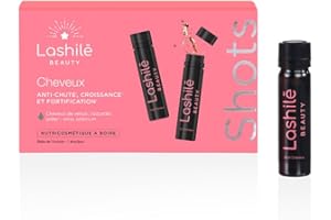 Lashilé Beauty - Complément Alimentaire - Formule 3 en 1 - Anti-chute, croissance et fortification - Shots cheveux - Cheveux de vénus, roquette, prêle, sélenium - Made in France - Programme 14 Jours