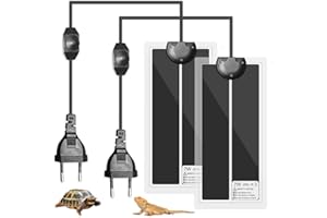 Udbrud 2PCS Tappetino Riscaldante per Rettili, 7W Terrario Tappetino Riscaldante con Regolazione Della Temperatura Animali Domestici Mat per Rettili, Serpenti, Lucertola, Geco, Ragno, Anfibi, 28x15CM