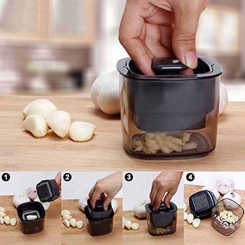 Knoblauchpressen Knoblauch Hobel, FineGood Zerkleinerer mit Edelstahl Klinge für Ingwer Knoblauch Scallion Zwiebel Chili Gewürz, Küche Gadgets Werkzeuge Zubehör - 4