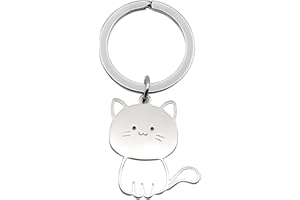 AUTOZOCO Llavero metálico gato, Llavero con Forma de Gato, Regalo amante de los gatos, Key Chain felino, diseño gatito, cat shape keychain, Metálico, 3 cm longitud gato, Acabado brillante