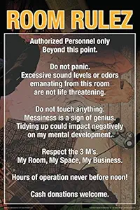 LADECOR Design Bold Statement Room Rulez Posters for Boys & Girls | Mens | Teens | Adults