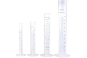 MIKIULY Cilindros Medidores de Plástico,Probeta graduada,Cilindro de Medición Laboratorio,Cilindro Graduado de Plástico,Probetas Graduadas,10 ml/25 ml/50 ml/100 ml,para Uso en Laboratorio y Hogar