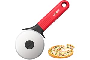 Luxear Pizza Cutter Wheel Professional Pizza Slicer Large with Removable Stainless Steel Blade Silicone Handle Anti-Slip with Ergonomic Design and Protective Cover Washable Easily,Red