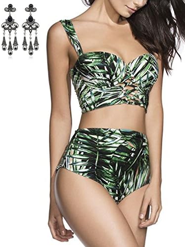 carinacoco Womens BikiniLadies High Waisted Bamboo Leaves Bandage Triangle Bikini Set Bathing Swimsuit Swimwear Beachwear