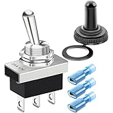 Gebildet Metal On/Off/On Toggle Switch 25A 12VDC/15A 24VDC/10A 250VAC/ 15A 125VAC SPDT 3Pin 3Position Rocker Switch with Wate