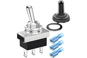 Gebildet Métal ON/OFF/ON Interrupteur à Bascule 25A 12VDC/15A 24VDC/10A 250VAC/ 15A 125VAC SPDT 3Pin Interrupteur à Bascule 3Positions avec Capuchon étanche pour Voiture Automatique KN3D-103