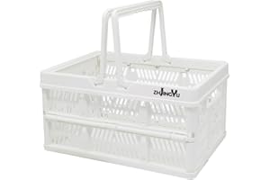 ZHJINGYU crates for storage,plastic baskets for organizing,collapsible shopping basket,foldable crate with Handles,collapsible storage crate,car basket,for Kitchen,Bathroom,Medicine.small