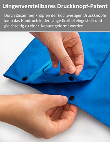 3-tlg Fitness-Handtuch Set mit Reißverschluss Fach + Magnetclip + extra Sporthandtuch | zum Patent angemeldetes Multifunktionshandtuch, Fit-Flip Microfaser Handtuch - 5