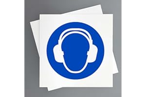GOYAPRINT Poster uso obbligatorio protezioni uditive Pack 2 pezzi da 19 x 19 cm Segnale obbligatorio uso di EPIS e sicurezza industriale (uso obbligatorio protettivi)