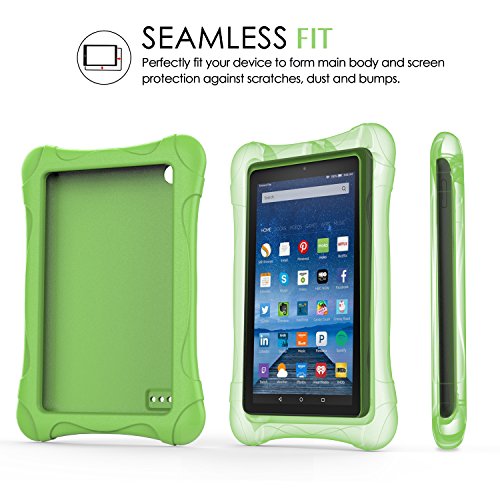 MoKo Fire 7 2015 Hülle – Superleicht EVA Stoßfest Kinderfreundlich Kinder Schutzhülle für Amazon Fire 7.0 Zoll (5. Generation – 2015 Modell), Grün - 7