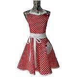 tablier de cuisine femme rétro et glamour à petit pois rouge