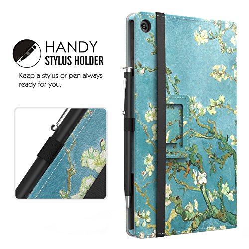 MoKo Hülle für All-New Amazon Fire HD 8 Tablet (7th Generation – 2017 Modell) – Kunstleder Ständer Schutzhülle Smart Cover mit Stift-Schleife für das neue Fire HD 8, Axishirsch - 9