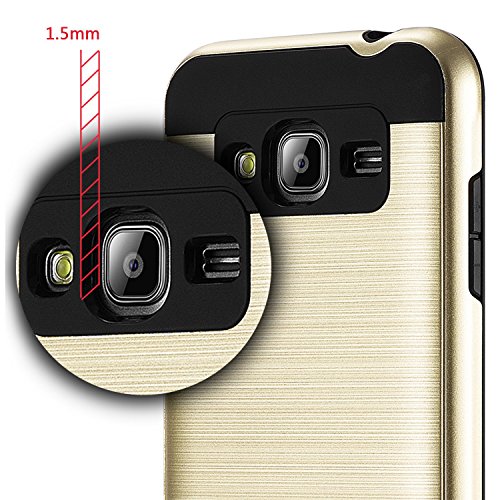 tinxi   Caso protector de la alta calidad de la PC y silicona para Samsung Galaxy J3 DUOS 2016  SM-J320F  5 0 pulgadas antideslizante backcover prueba de golpes Protecci  n Cubierta de la caja con el oro fondo