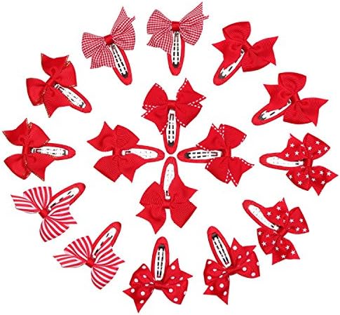KOONY 16pc Hair Snap Clips For Baby Girls Toddler Kids Child Hair Accessories (Red)