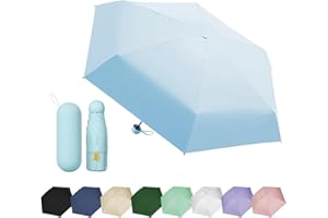 EEPLUYTY Ombrelli Portatile Con 6 Nervature, 6 Stecche Portatile Mini Ombrello Da Tasca, Ombrello Pieghevole Manuale Compatto Comodo e Portatile, Anti-Tempesta Ombrello Piccolo (Con Guscio)