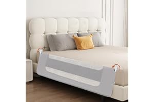 Sänggrind för småbarn, hopfällbar och bärbar säkerhetsgrind metallram höjdjusterbar anti-fall, robust metallram, 180 x 73–86