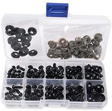 1 Box(100pcs) 6-12mm Black Plastic Safety Eyes Noses with Washers DIY Sewing Crafting Buttons for Puppet Bear Doll Animal Stuffed Animals Toys
