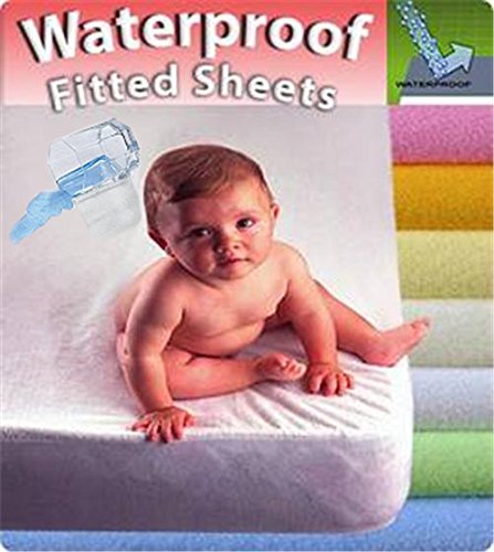 Waterproof Terry Towelling Fitted Sheet Mattress Protector, To Fit Cot bed Mattress 140x70cm - BLUE