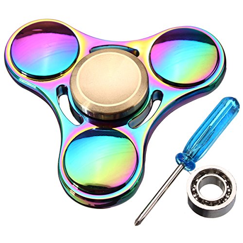 Bestweekend Titanium Alloy Fidget Hand Spinner Gadget Tri-Spinner Finger Focus Reduce Stress Gadget