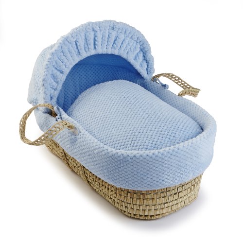 Clair de Lune Honeycomb Palm Wicker Moses Basket (Blue)