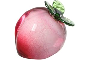 Yangshine Kristall Pfirsich Figuren Ornament Künstliche Frucht Statue Tischplatte Obst Papiergewicht Kunst Glas Dekor für Home Office Souvenir Geschenke -Pfirsich