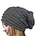 Produktbild Damen Strickmütze Beanie Häkeln Mütze Lonshell Winter Feinstrick Frauen Mütze mit Unisex Gehäkelt Beanie (Grau)