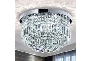 ‎SM SAINT MOSSI Saint Mossi Modern Kristal Kronleuchter Modern Deckenleuchte Befestigung Anhänger Deckenlampe für Esszimmer Badezimmer Schlafzimmer Livingroom 9 E14 Erforderliche Höhe 28cm x Breite 50cm