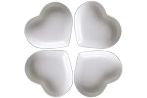BINOSTER Super Cute Heart Sharpe Ceramic Sauce Dish,Mini Side Seasoning Dish,Condiment Dishes/Sushi Soy Dipping Bowl,Snack Serving Dishes,Love Porcelain Small Saucer Set(Set of 4) (8cm)