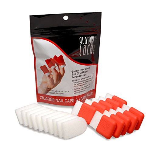 GLAMLAC Patches for Soak Off Nail Gel Polish Removal System Nail Caps 10 Pcs/Foam Pads Pack of 20