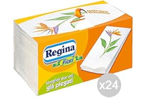 Set 24 REGINA Tovaglioli 38X38 Fiori Ripiegati Dec Accessorio Per La Cucina E La Tavola