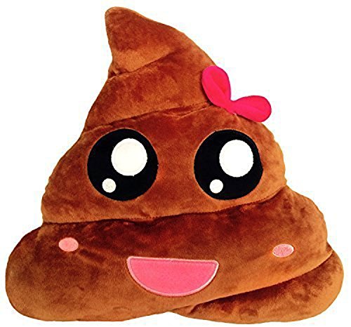 Emoji Kissen Großer Kopfkissen 3 Stück Set, Emoticn Weiche Gefüllte Plüschkissen Farben – Kackbraun, rosafarbige Prinzessin, Regenbogen (Groß Emoji 33cm) - 3