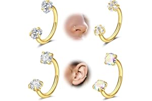 MODRSA Septum-Piercing-Jewellery Nose-Ring Women Tragus-Piercing : Anneau de Septum Acier Inoxydable 18G Helix Piercing de Nez pour Zircon